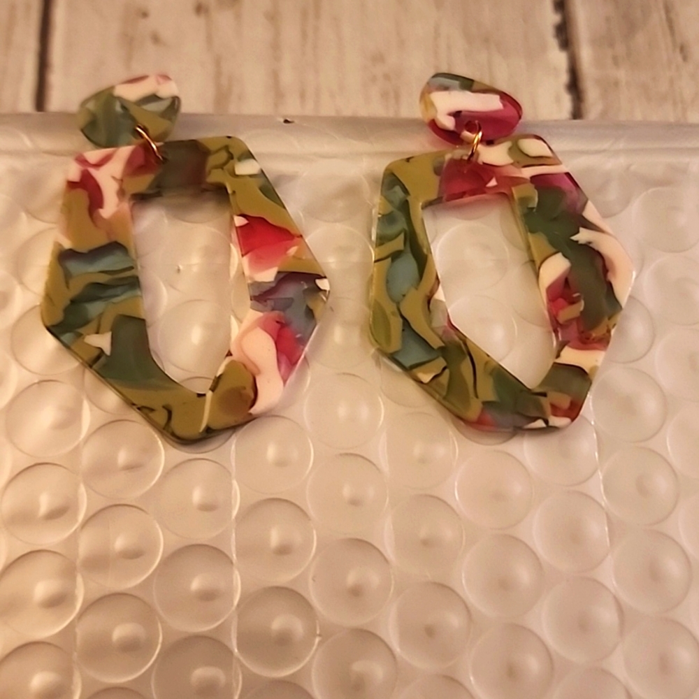 Acrylic Geometric  cut out  Earrings Stud